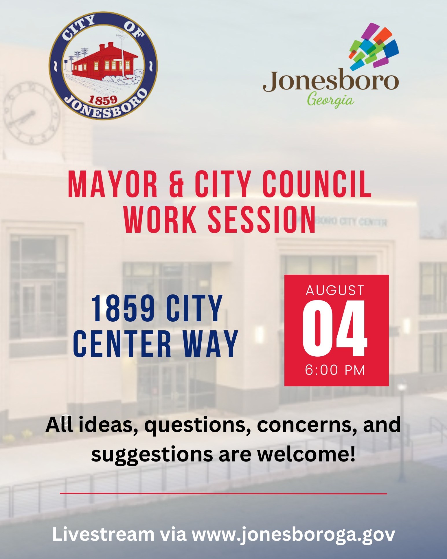 📣 City of Jonesboro Work Session🏛️